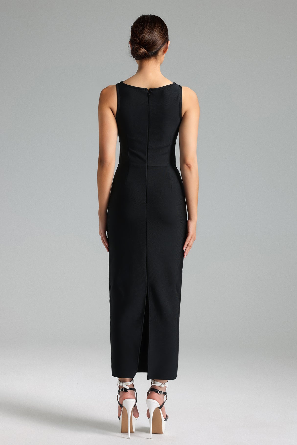 Willow Midi Dress - Cut Out - Floral Detailing - Fitted Silhouette - Captivating Neckline - Sophisticated Length