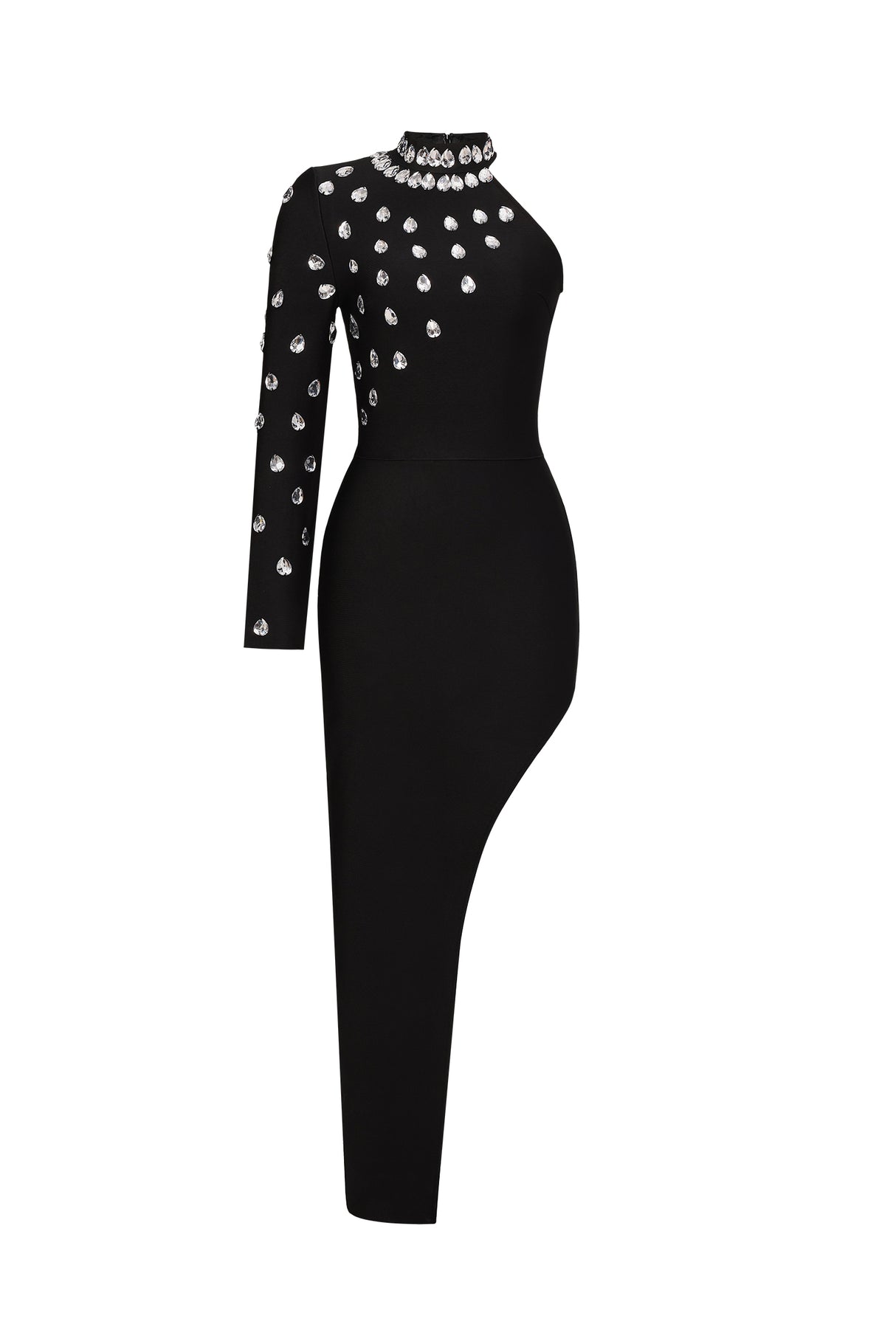 Penelope Midi Dress - One Shoulder Silhouette - Diamante Detailing - Flattering Fit - Sophisticated Neckline - Modern Twist