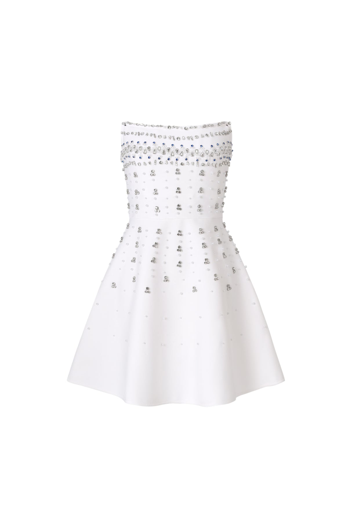 Mariateresa Strapless Diamond Bandage Mini Dress - Captivating Silhouette - Intricate Diamond Embellishments - Fitted Bodice - Flared Skirt