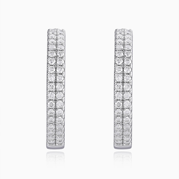 Van Hoef Moissanite Hoop Earrings – 925 Sterling Silver – D Color VVS1 – White Gold Plated