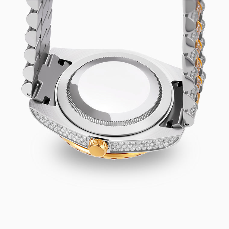 Van Hoef Automatic Mechanical Watch – 316L Stainless Steel – Micro Pave Zircon – 40mm Case