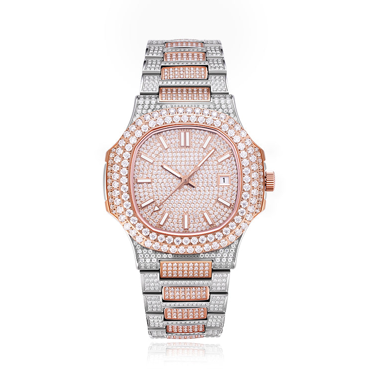Ivy Moissanite Watch – Automatic Mechanical Movement – 39mm 316L Steel – 14.5ct D VVS1 – Stainless Steel Band