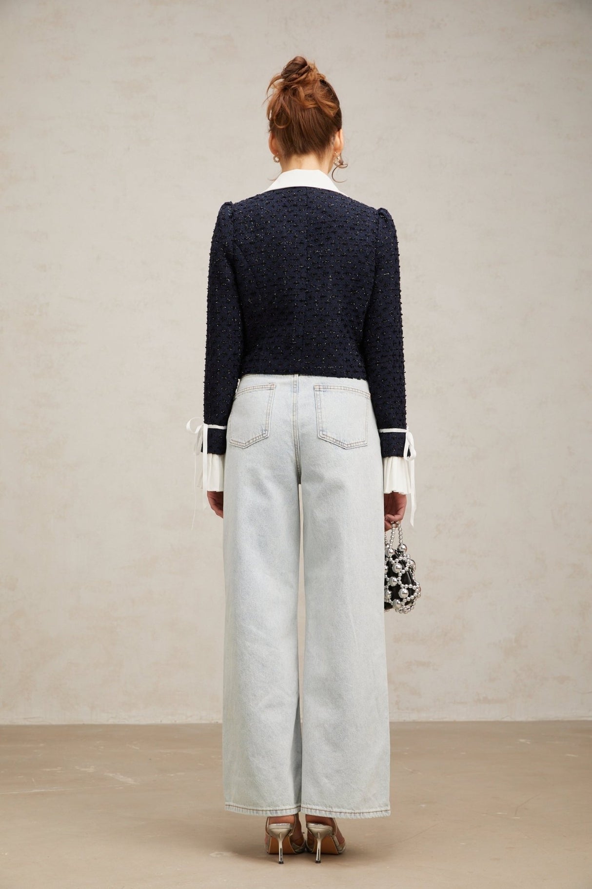 Adalgisa Jacket - Tweed - Flared Cuffs - Color Blocked Design - Quilted Lining