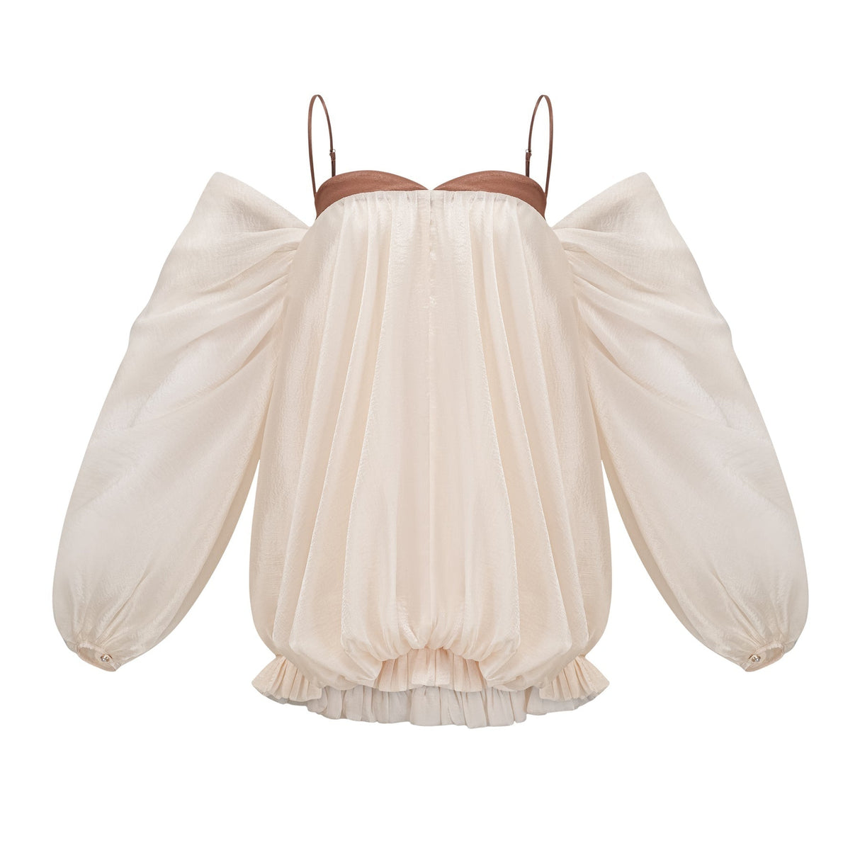 Adalgisa Mini Dress – Bell Sleeves – Pleated Design – Ruffled Trim