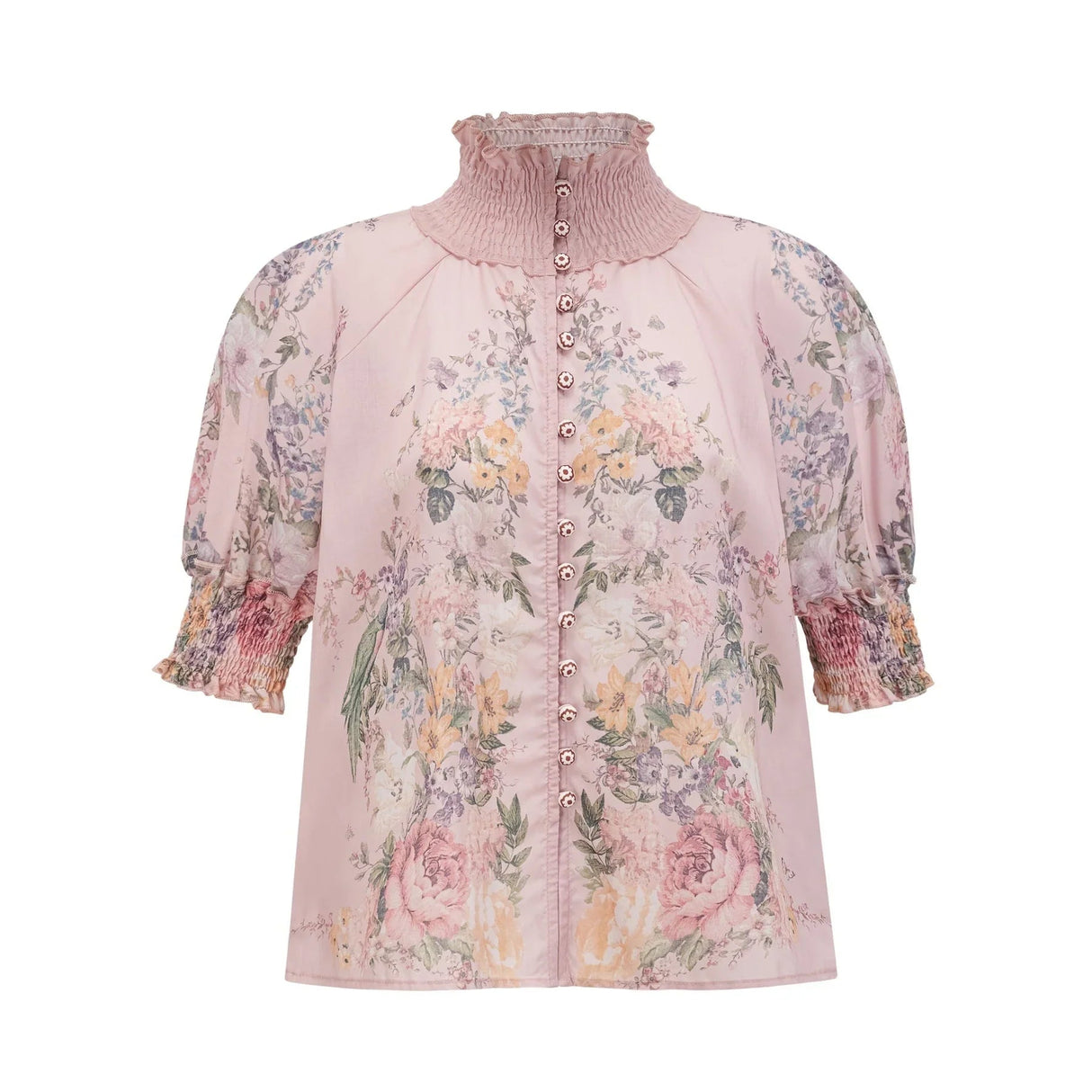 Adalyn Shirt & Shorts - Puff Sleeves - High Neck - Placement - Elastic Waistband