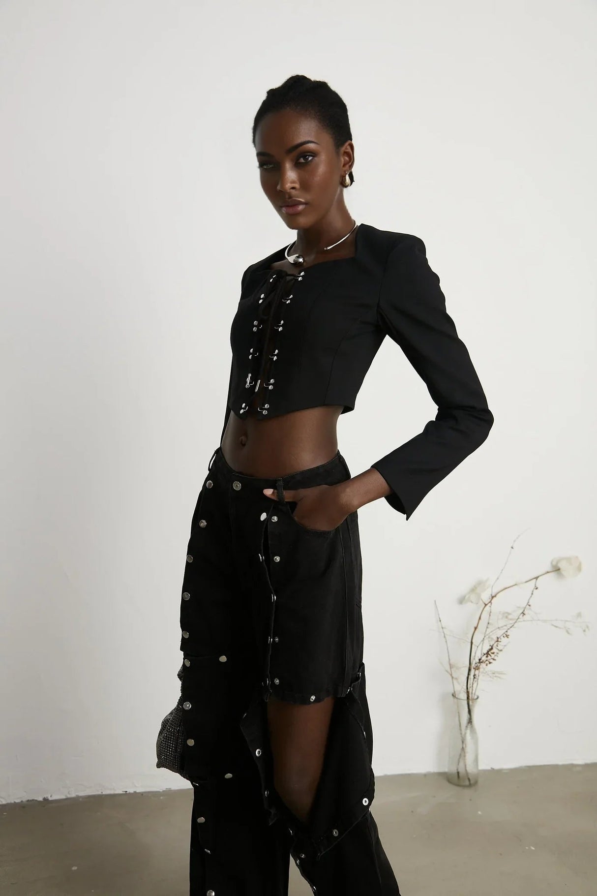 Adelaide Jacket - Corset Style - Long Sleeves - Lace - Up Fastening - Cropped Design