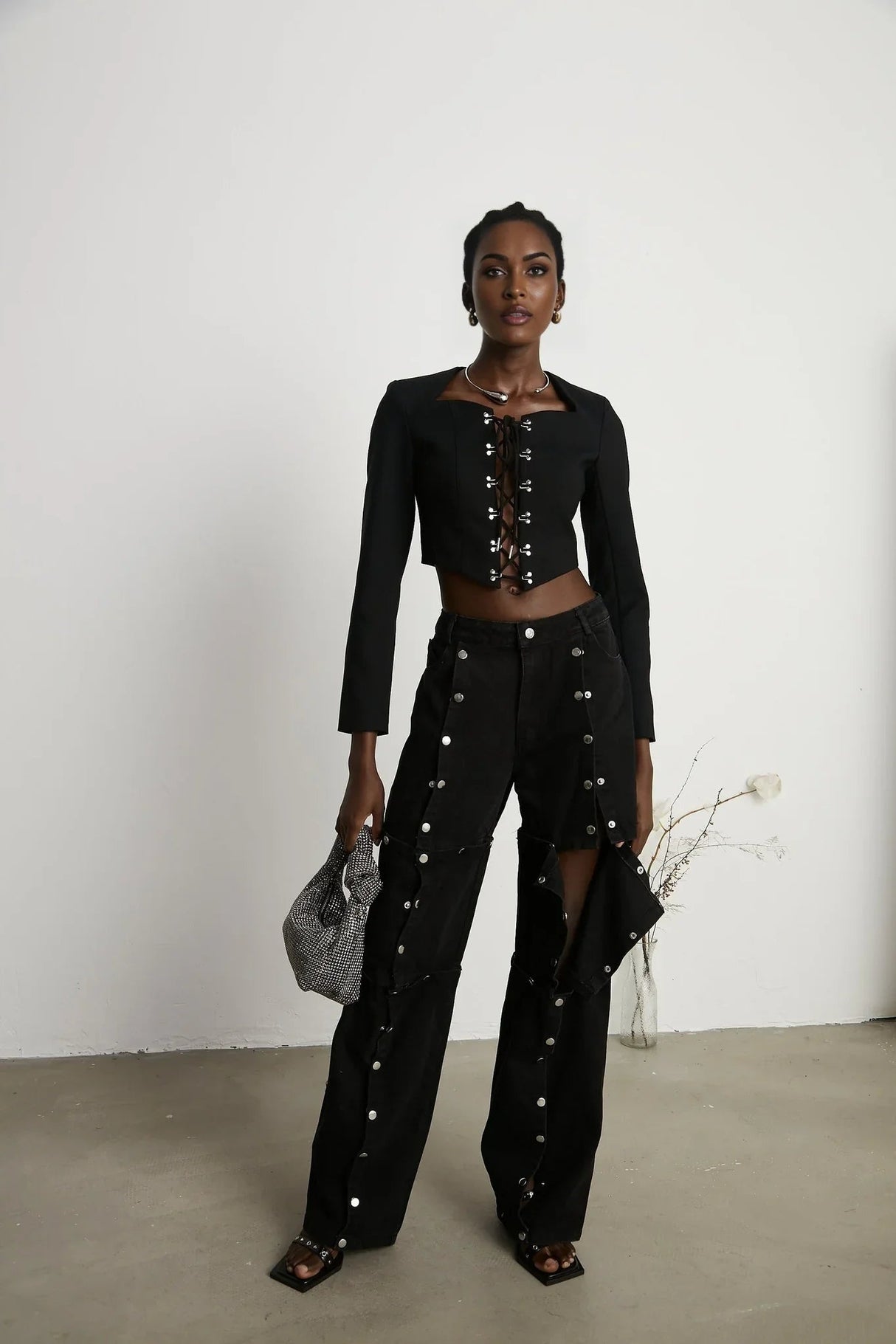 Adelaide Jacket - Corset Style - Long Sleeves - Lace - Up Fastening - Cropped Design