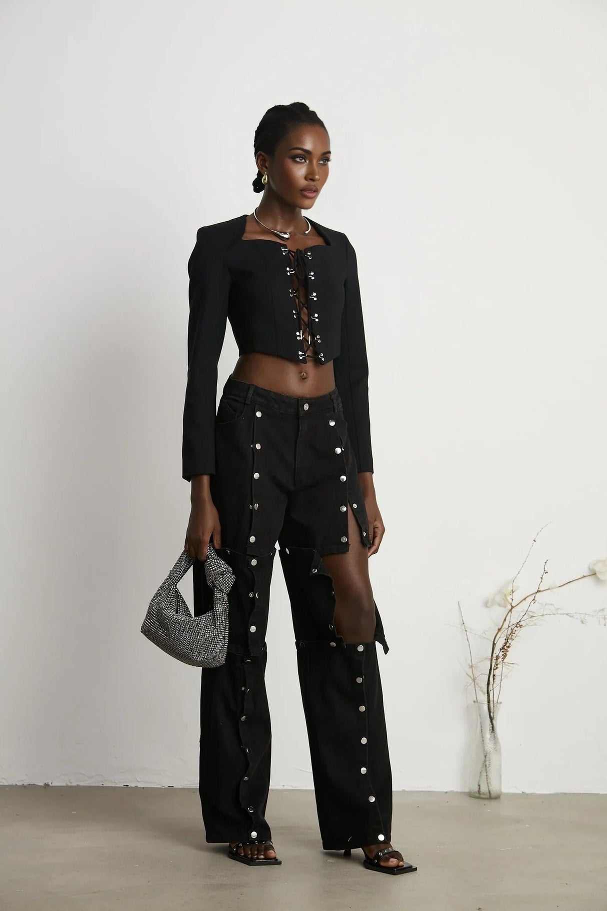 Adelaide Jacket - Corset Style - Long Sleeves - Lace - Up Fastening - Cropped Design