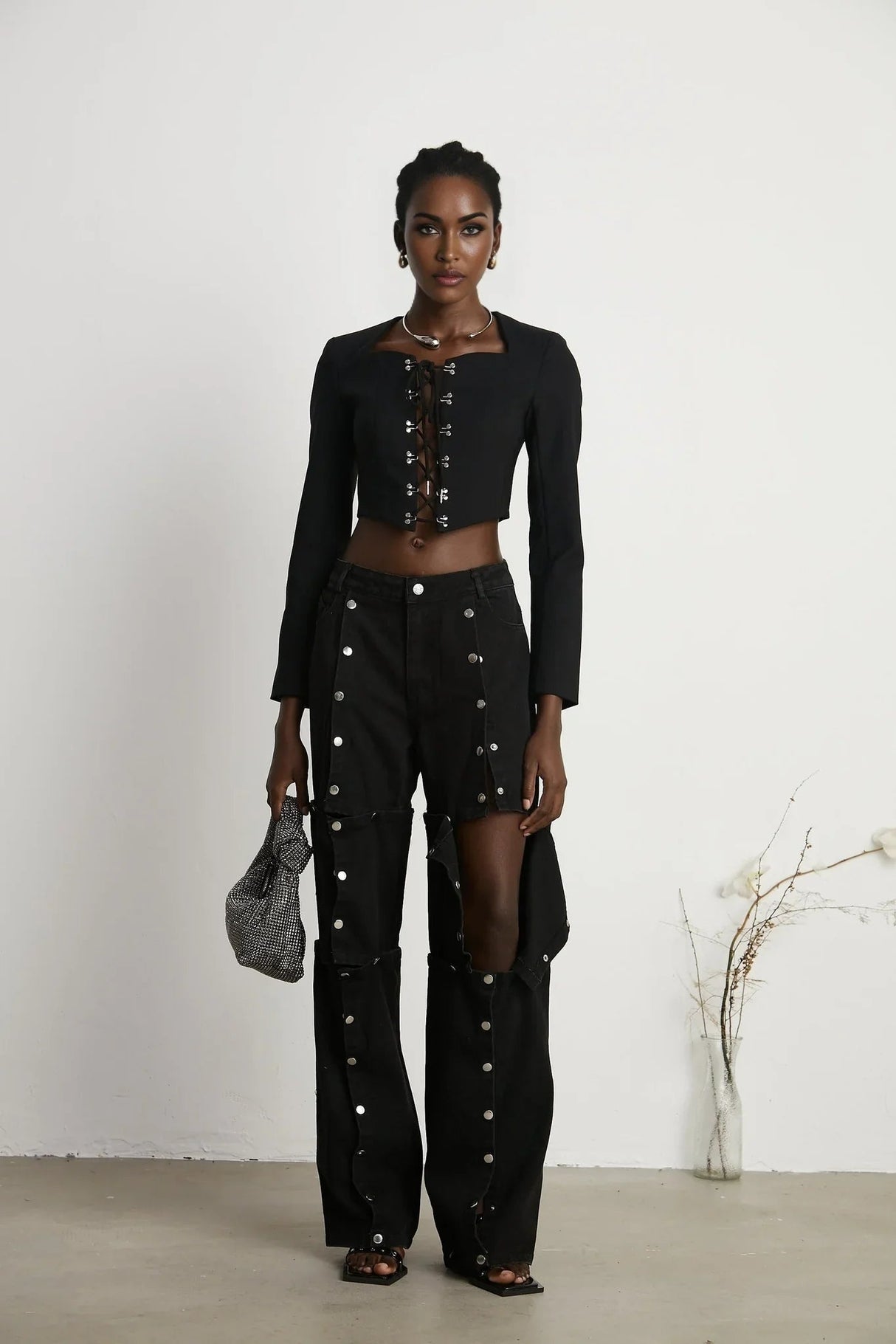 Adelaide Jacket - Corset Style - Long Sleeves - Lace - Up Fastening - Cropped Design