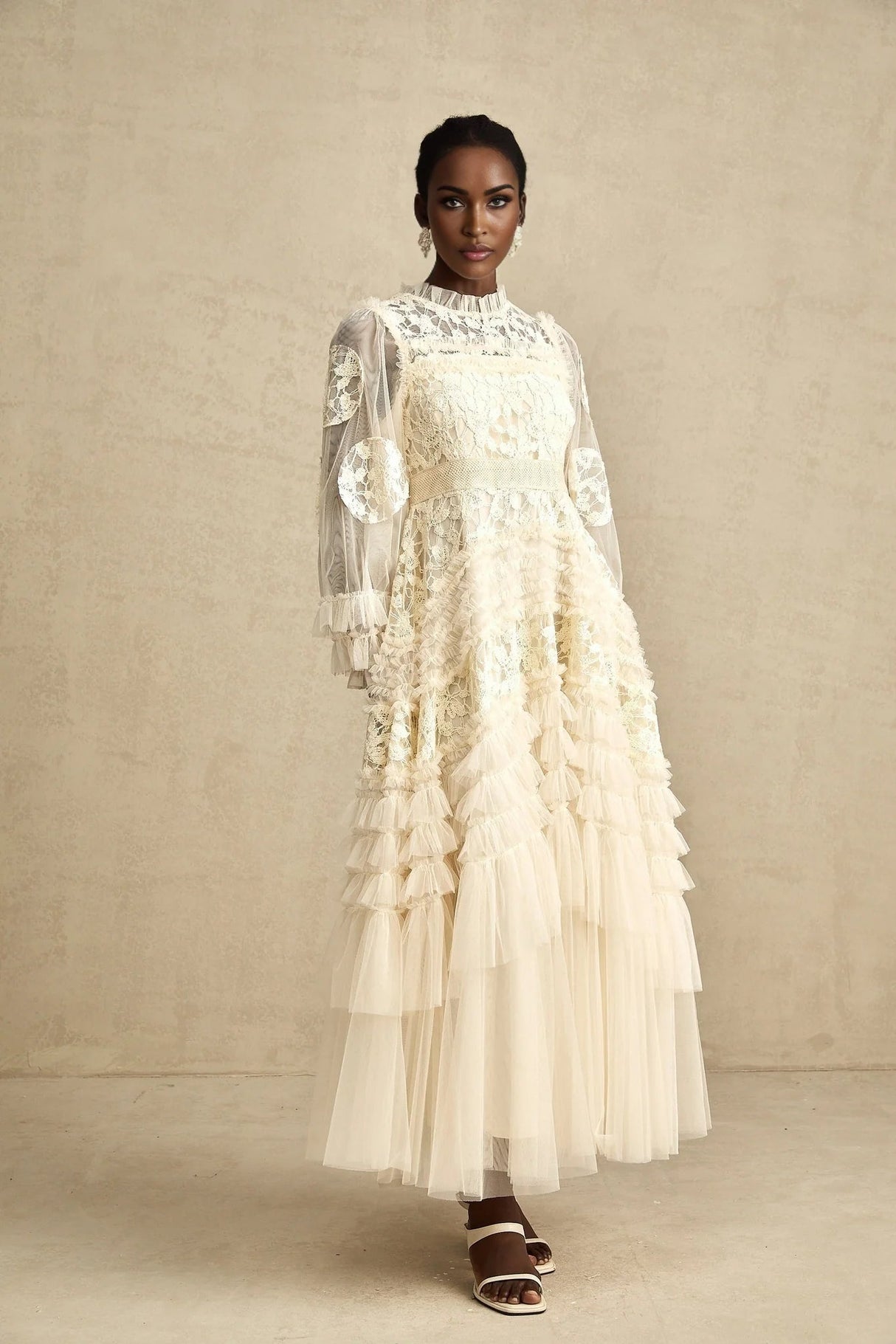 Adelaide Maxi Dress Floral - Embroidered Tulle & Ruffles