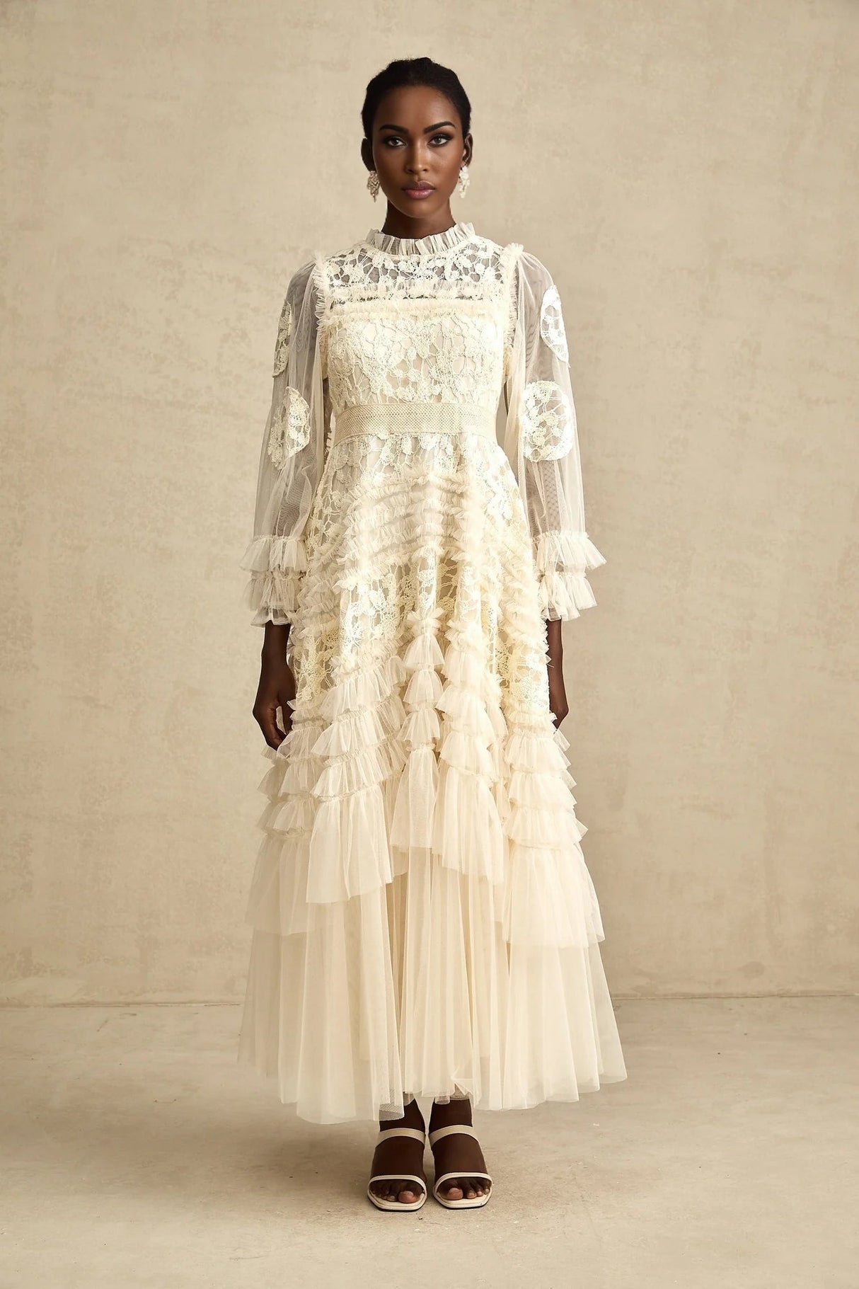 Adelaide Maxi Dress Floral - Embroidered Tulle & Ruffles