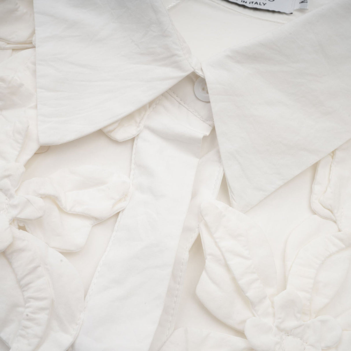 Adelaide Shirt - Lapel - Long Sleeves - 3D - Floral Embellishment - Cut - Out Design