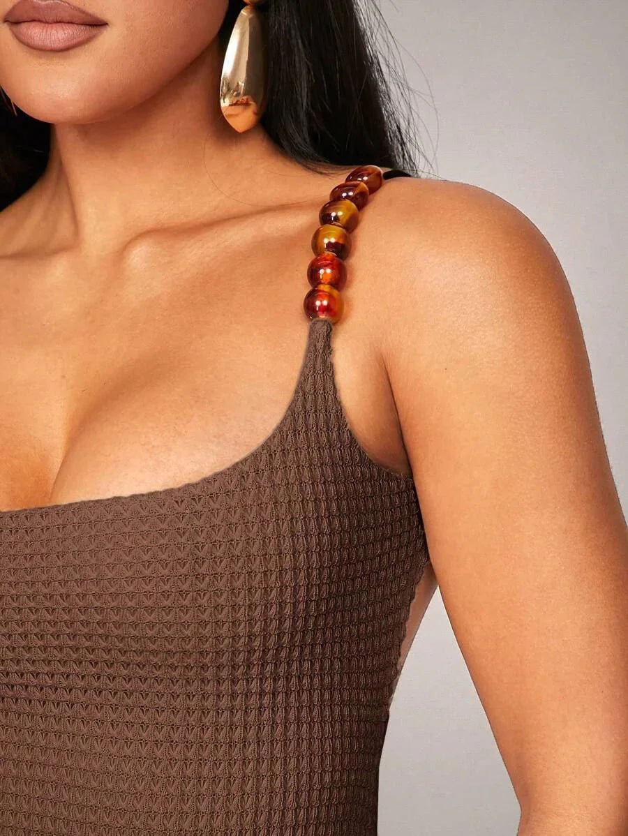 Adelina Maxi Dress - Refined Style - Backless - Mermaid Hem Shape - Slim Fit Type - Sleeveless Length - Knitted Fabric - Neckline Straps