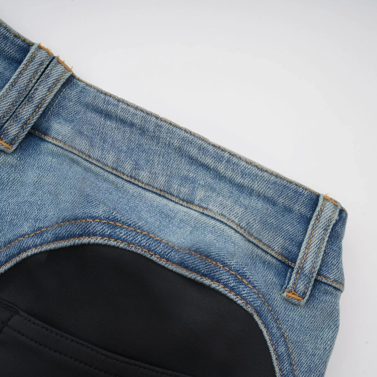 Adelyn Jeans - Stretch Denim Panelled Design Belt Loop Button Fly Pockets