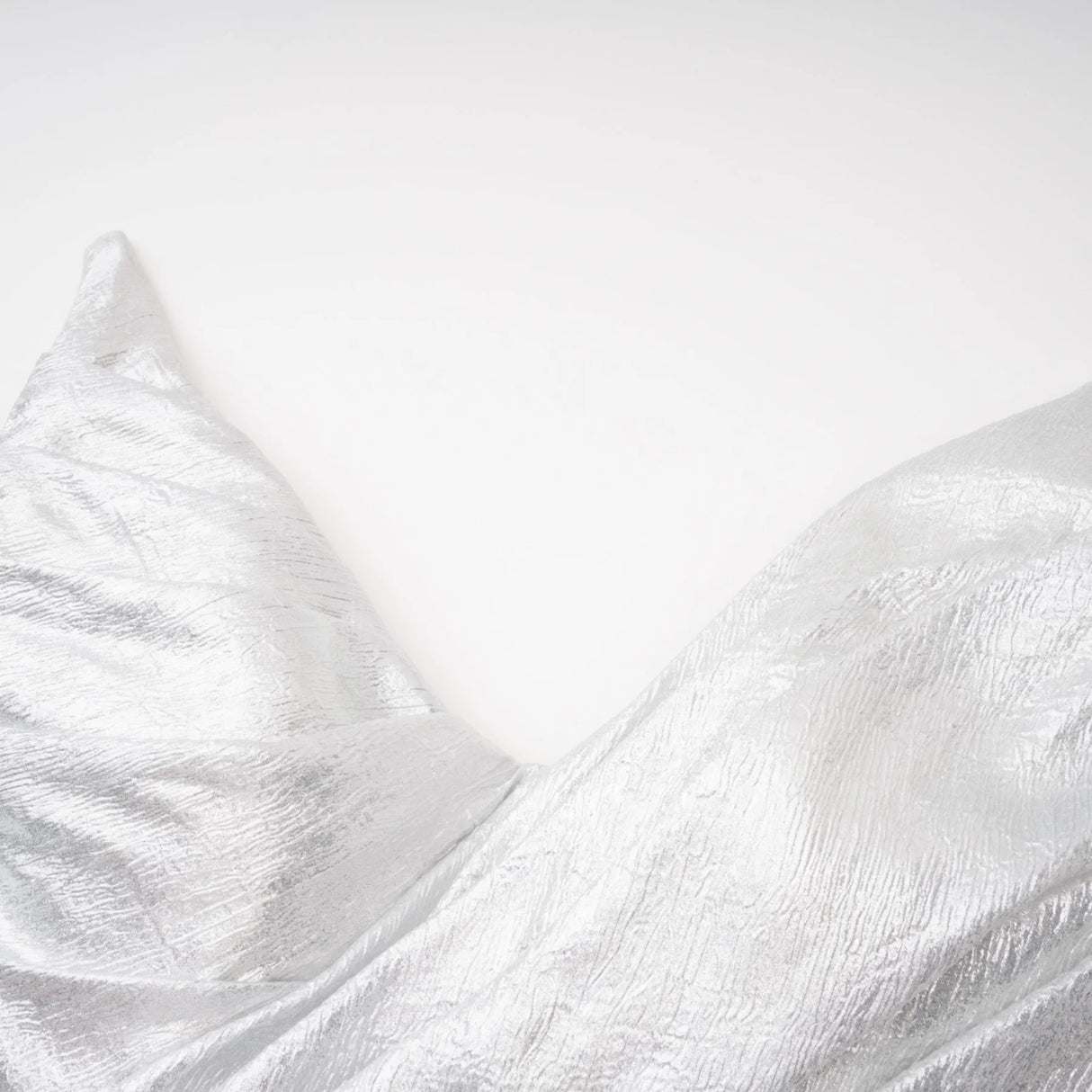 Adina Silver Glossy Asymmetrical Ruched Gown