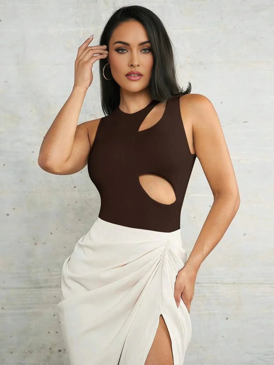 Agata Bodysuit - Slim Fit - Medium Stretch Fabric Elasticity - Casual Style - Sleeveless Length - Forest - Safe Fibers - Cut Out