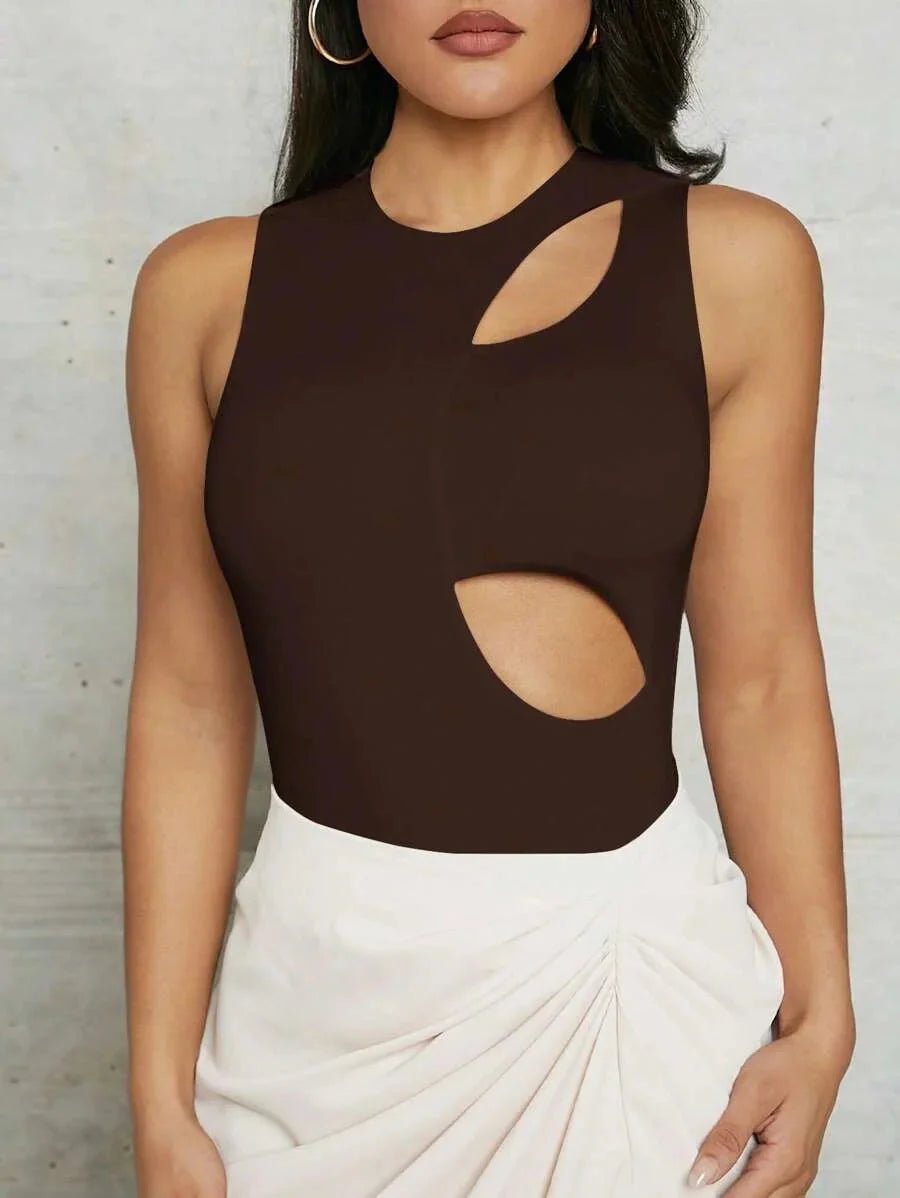 Agata Bodysuit - Slim Fit - Medium Stretch Fabric Elasticity - Casual Style - Sleeveless Length - Forest - Safe Fibers - Cut Out