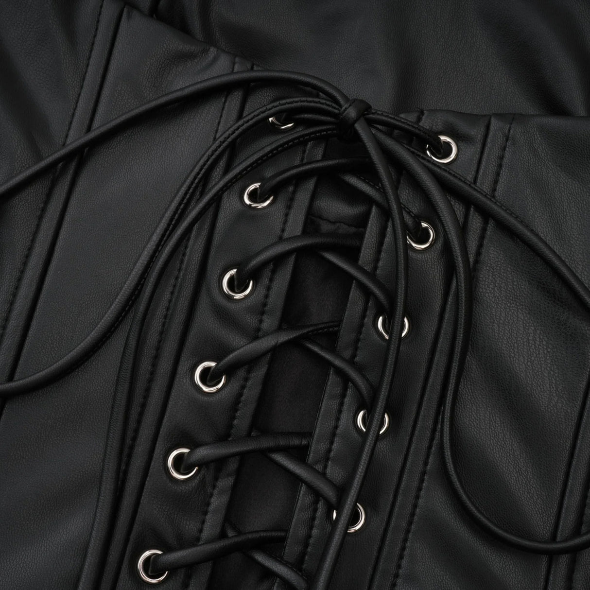 Agnes Black Ruched Leather Bodycon Mini Dress