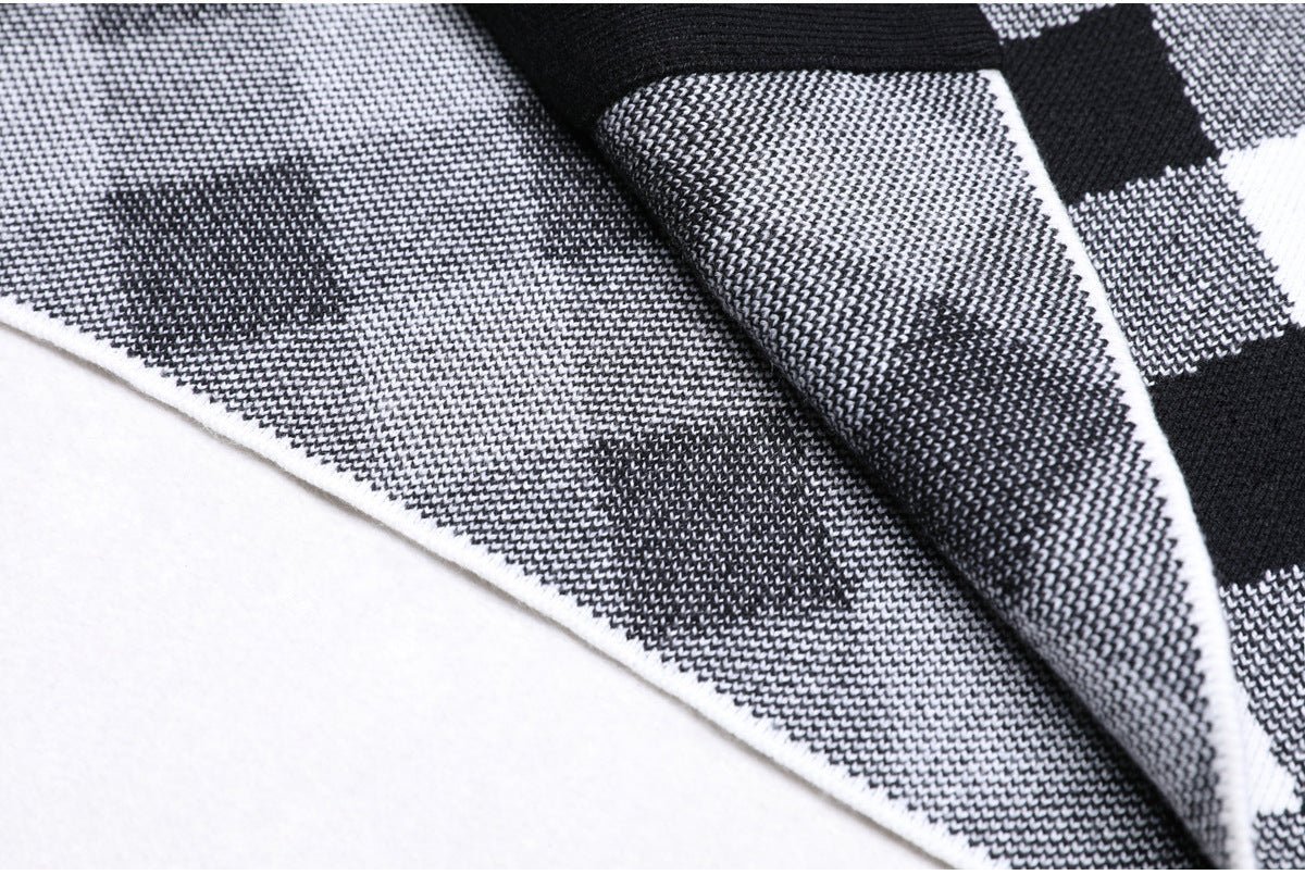 Aida Dress - Form - Fitting Halter Neckline - Plaid Pattern - Tailored Fit - Statement Gold Buttons