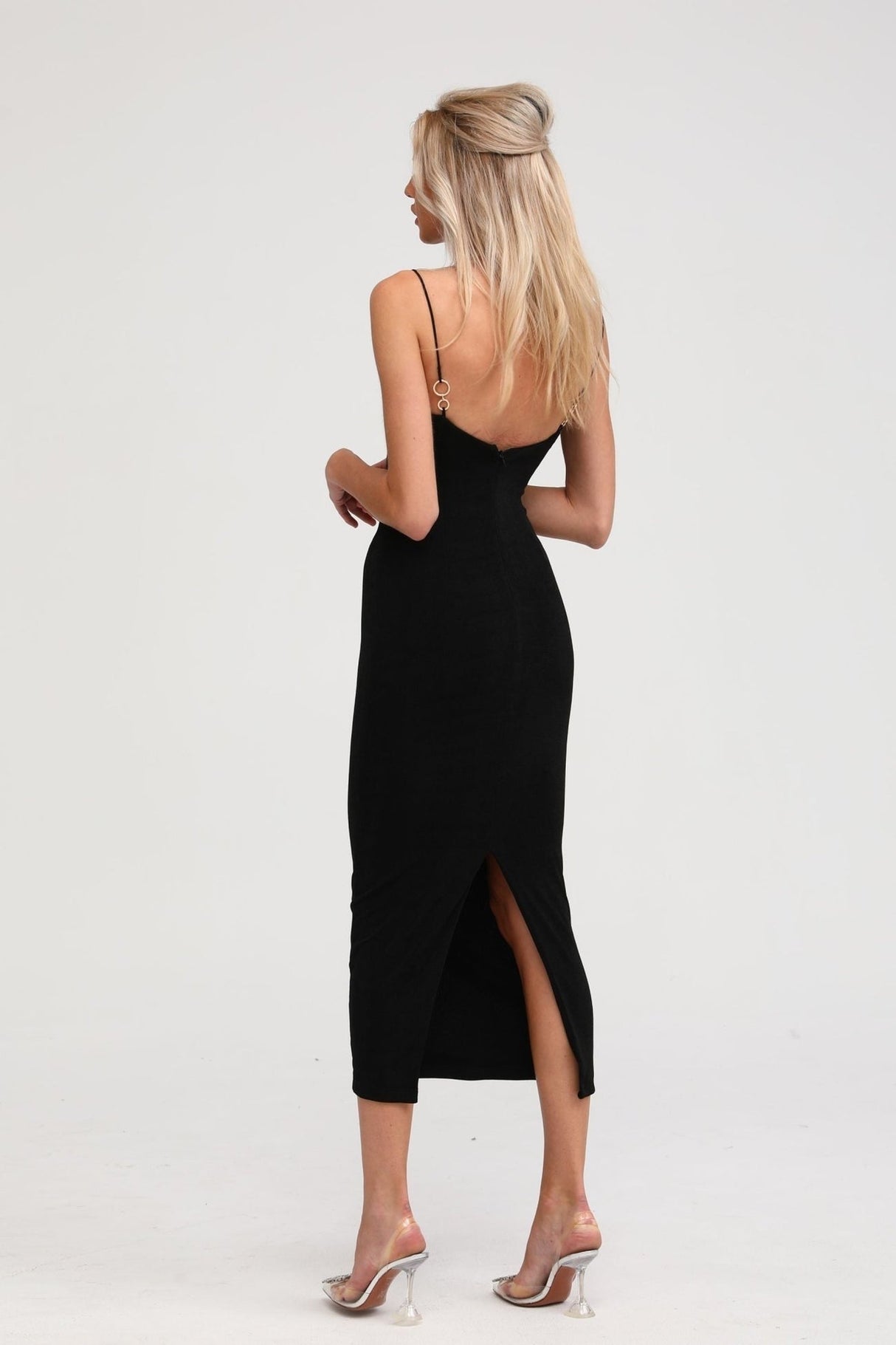 Ailbhe Bustier Maxi Dress - Spaghetti Straps - Back Slit - Bodycon Fit