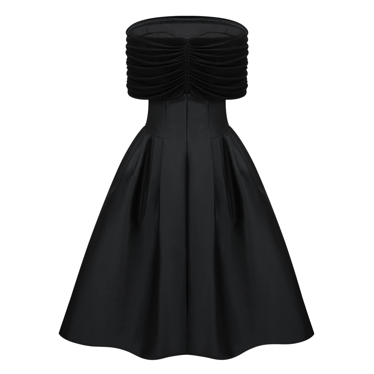 Ainara Black Off Shoulder Polished Midi Dress