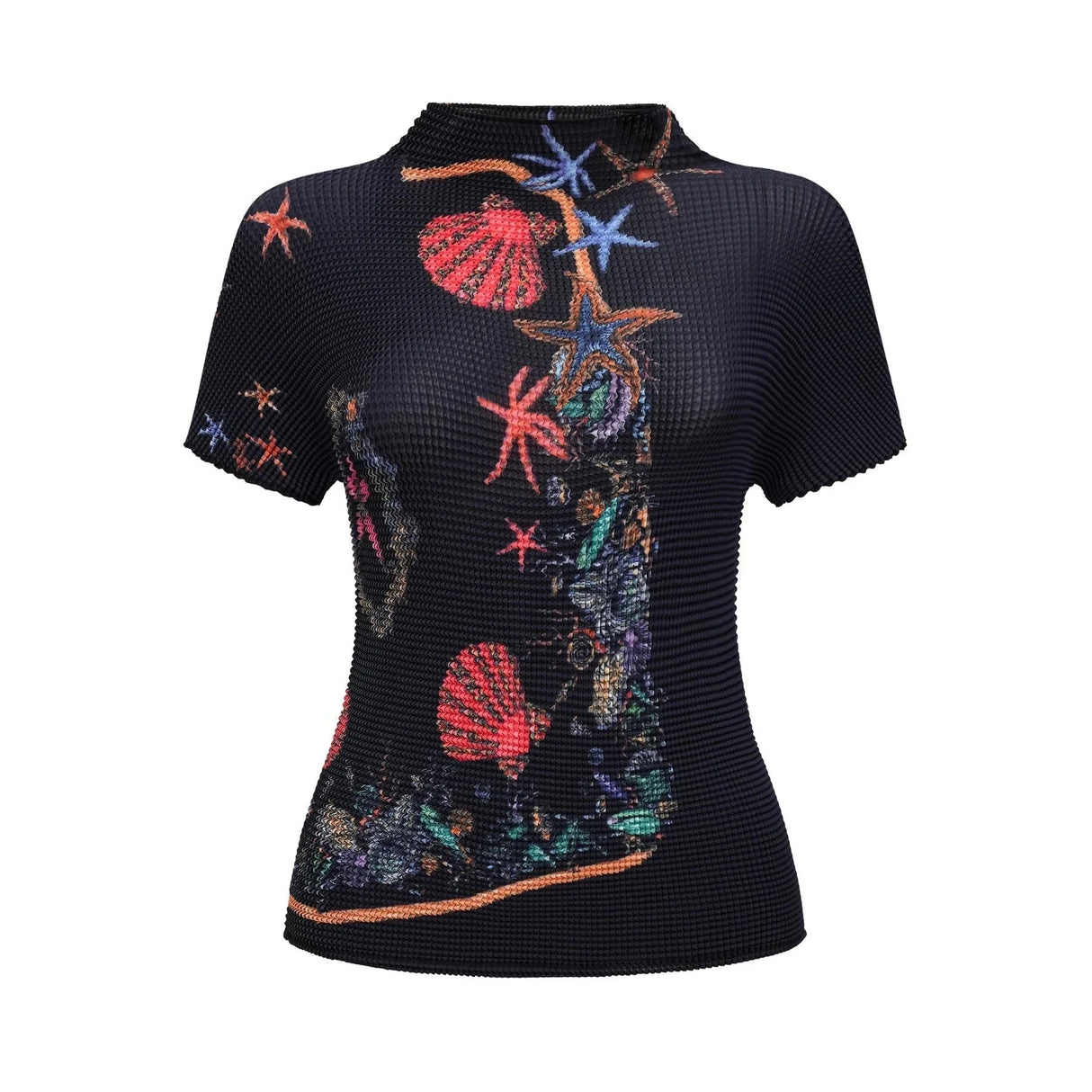 Ainsley Skirt & Top Set - Short Sleeves - Mock Neck - Pattern - Pleat Detailing