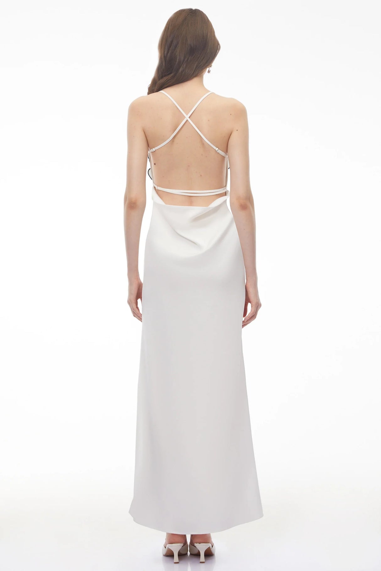 Aitana White Halterneck 3D Petal Maxi Dress