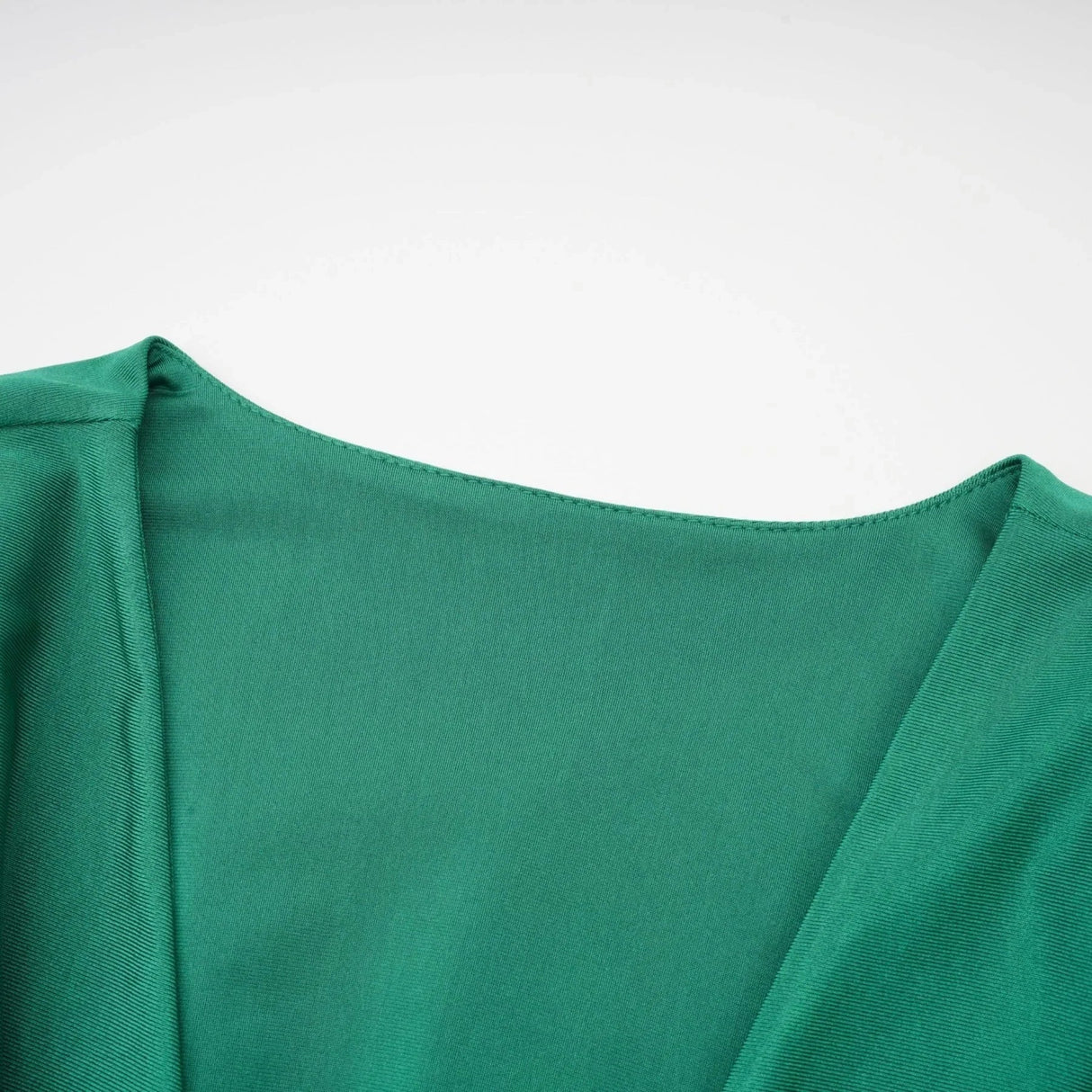 Alba Mini Dress - Stretch - Design Satin Finish Ruched Detailing V - Neck