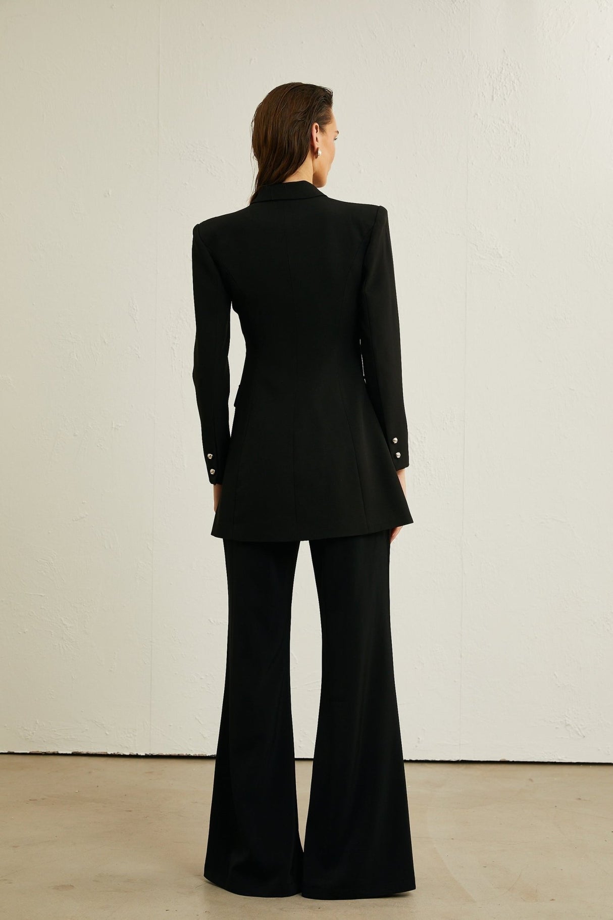 Alberta Blazer - Shoulder Pads - Cut - out Design - Crystal - Embellished Bow - Buttoned Cuffs