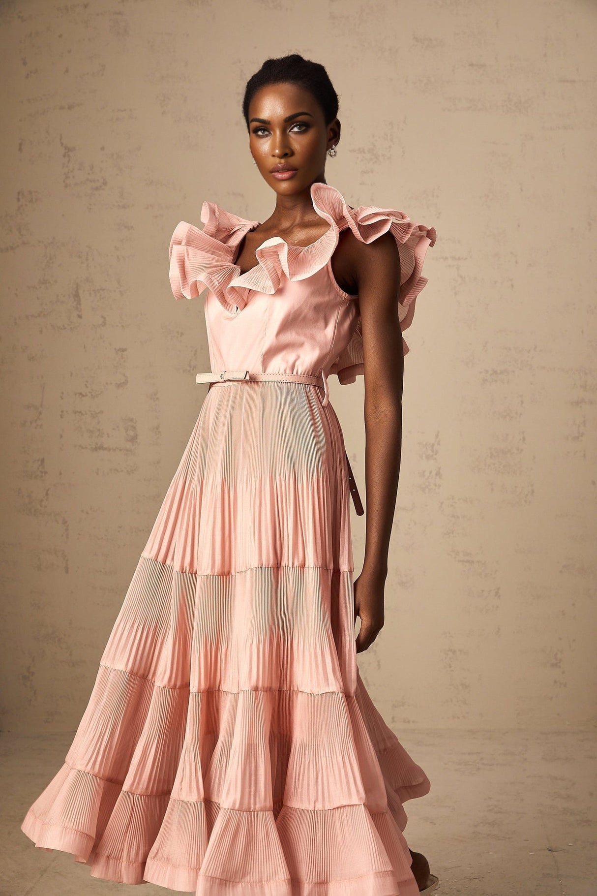 Alessandra Midi Dress - Sweetheart Neck - Sleeveless - Detachable Belt - Open Back