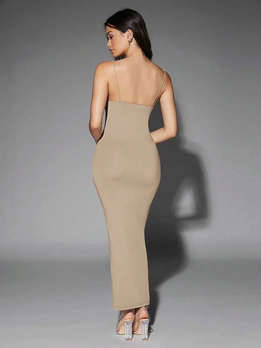 Alessandrina Maxi Dress - Slim Fit - Refined Style - High Stretch Elasticity - Sleeveless - Backless, Criss Cross - Hem Shaped Pencil - Modern Look