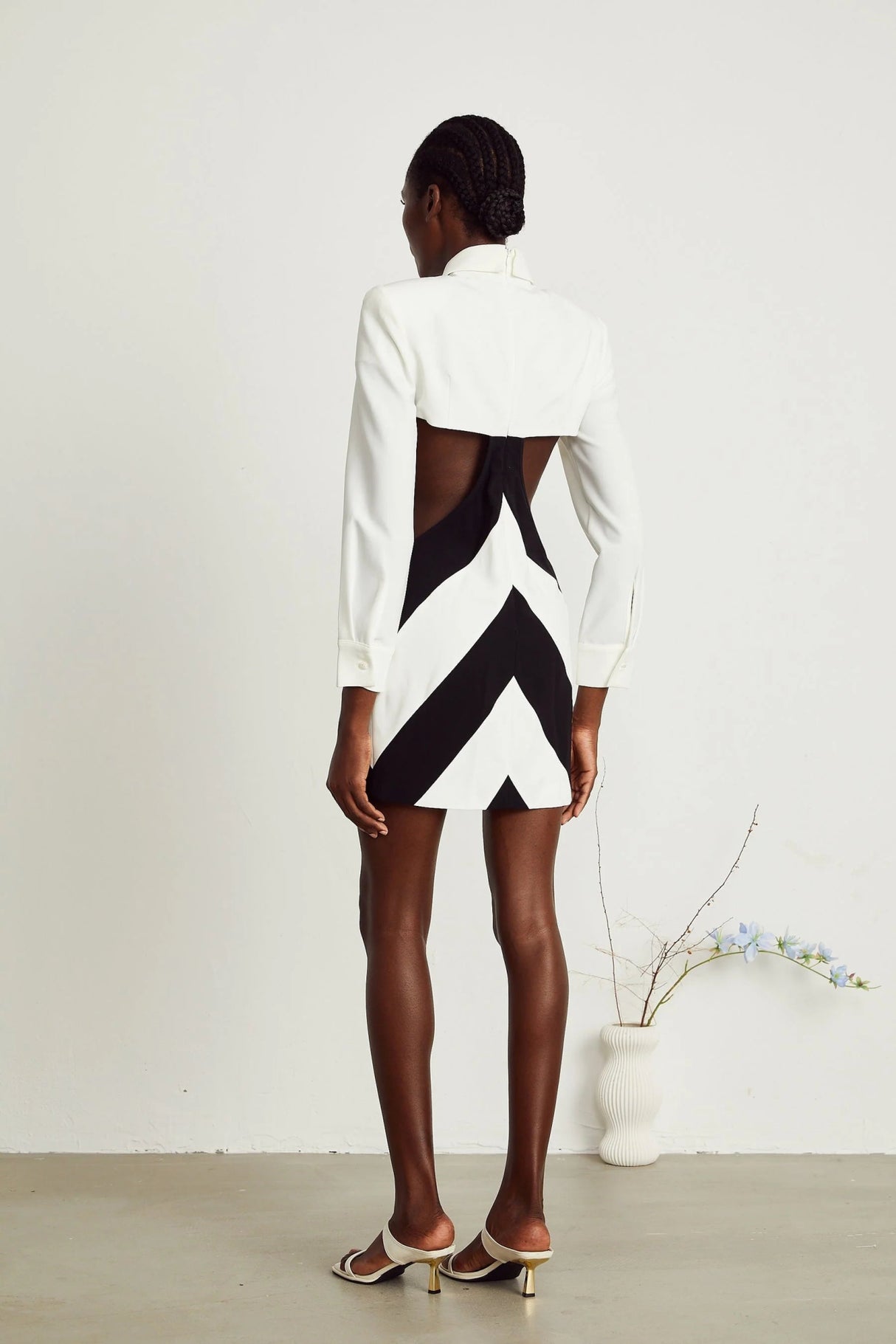 Alexis Mini Dress Cut - out White & Black