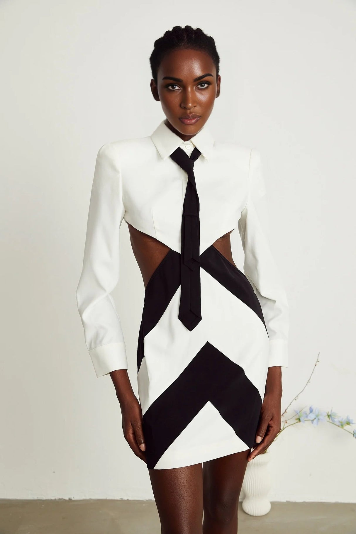 Alexis Mini Dress Cut - out White & Black