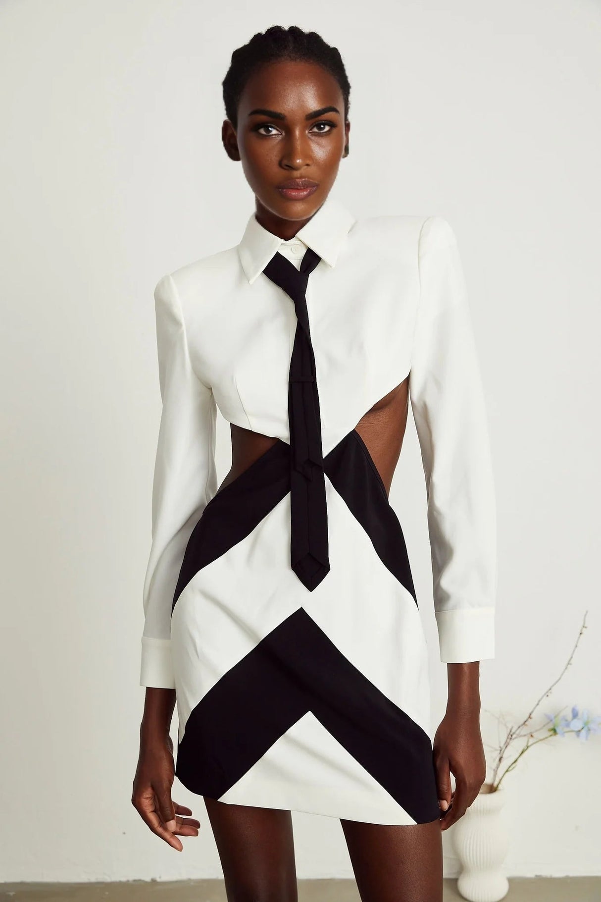 Alexis Mini Dress Cut - out White & Black