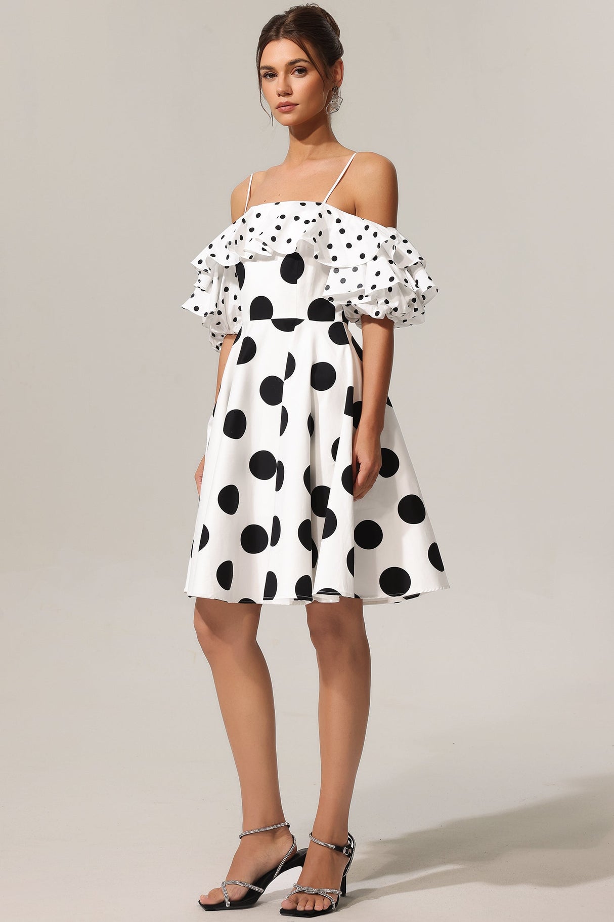 Alexis White Polka Dot Off-Shoulder Mini Dress