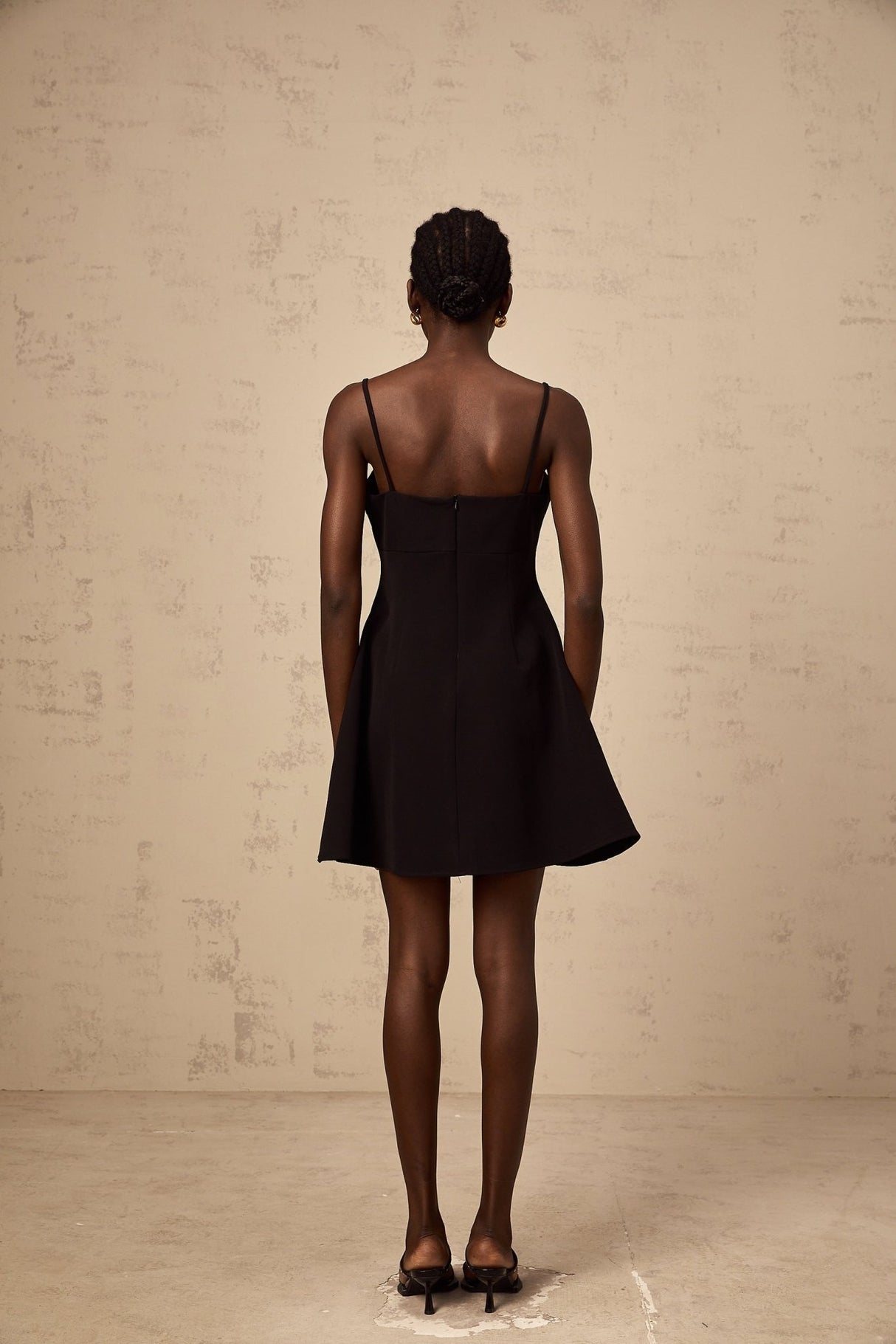 Alfreda Floral Appliqué Mini Dress - Spaghetti Straps - Cinched Waist - Flared Skirt - Rear Zip Fastening