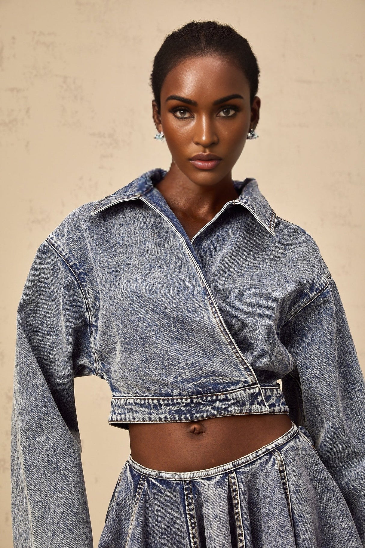 Alina Denim Jacket Blue Asymmetrical Cropped