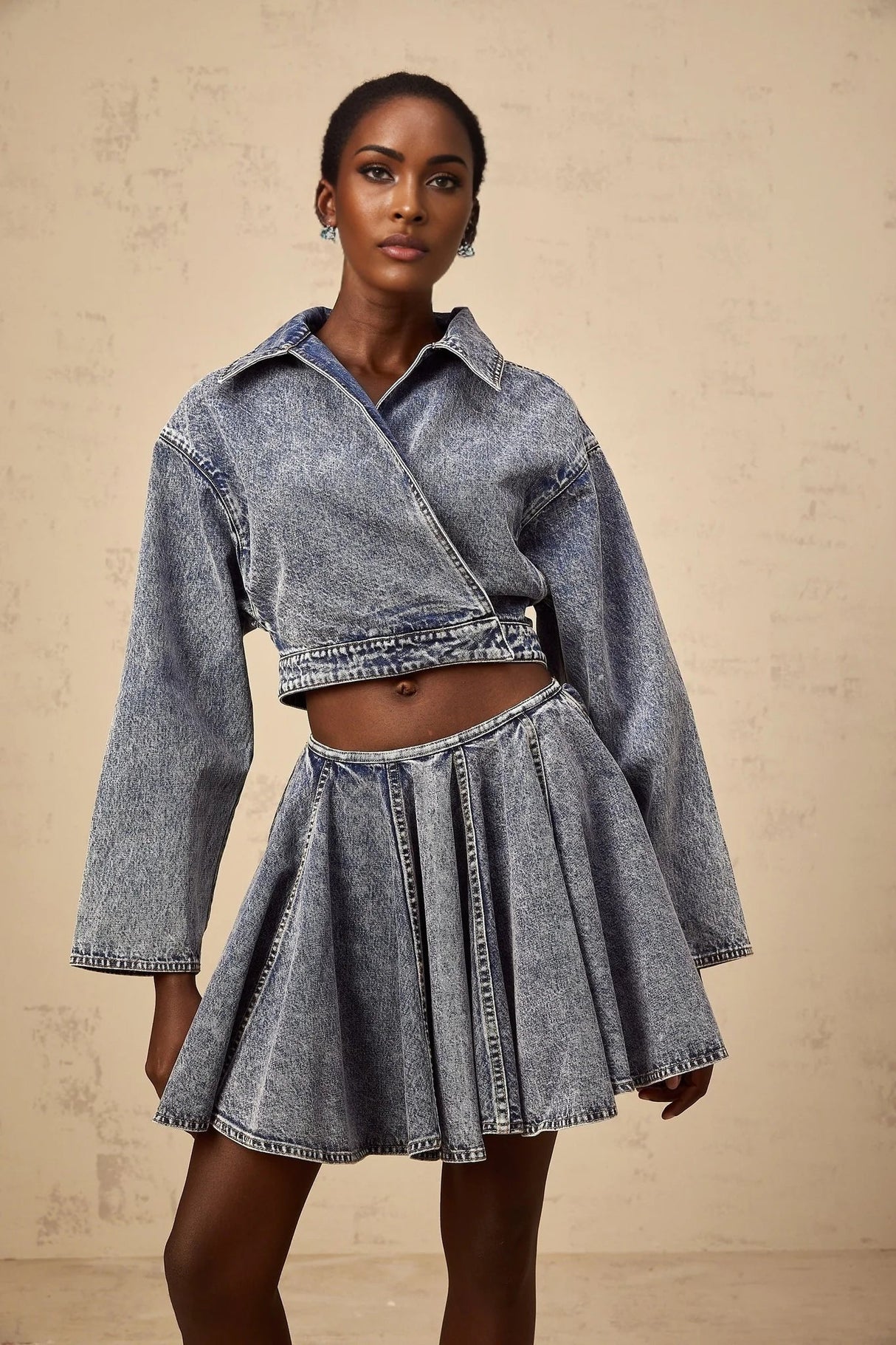 Alina Denim Jacket Blue Asymmetrical Cropped