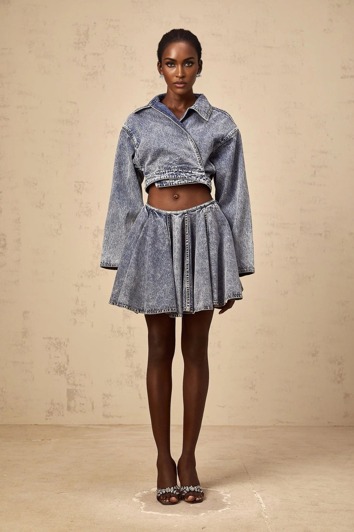 Alina Denim Jacket Blue Asymmetrical Cropped