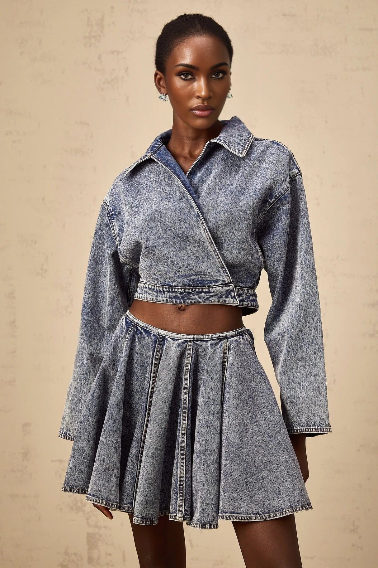 Alina Denim Jacket Blue Asymmetrical Cropped