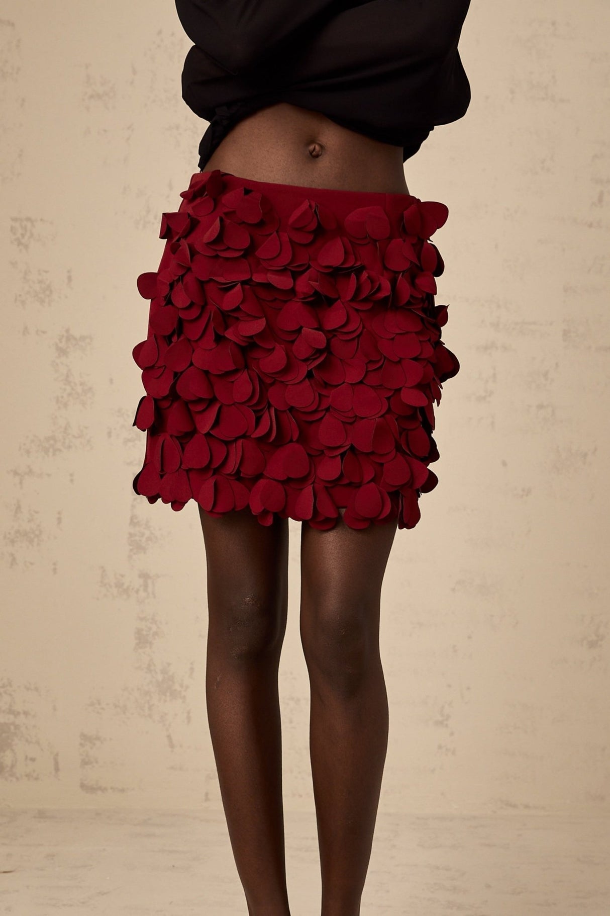 Alina Skirt - 3D Petal Motif - Floral Embellishments - A - Line Silhouette - Rear Zipper - Cocktail & Party Wear