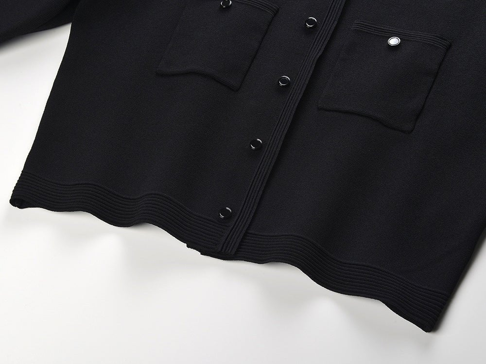 Alma Top & Skirt Set - Cropped & Flared - Classic Structured Design - Elegant Pearl Collar - Button Closure