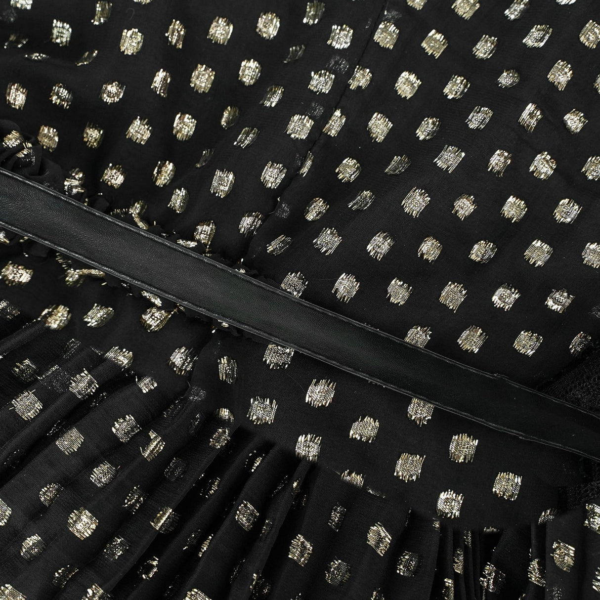 Aloïse Black Polka Dot Pleated Midi Dress