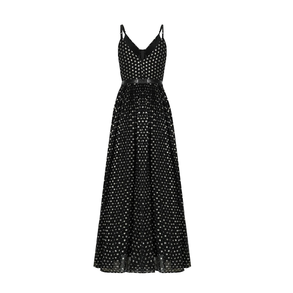 Aloïse Black Polka Dot Pleated Midi Dress