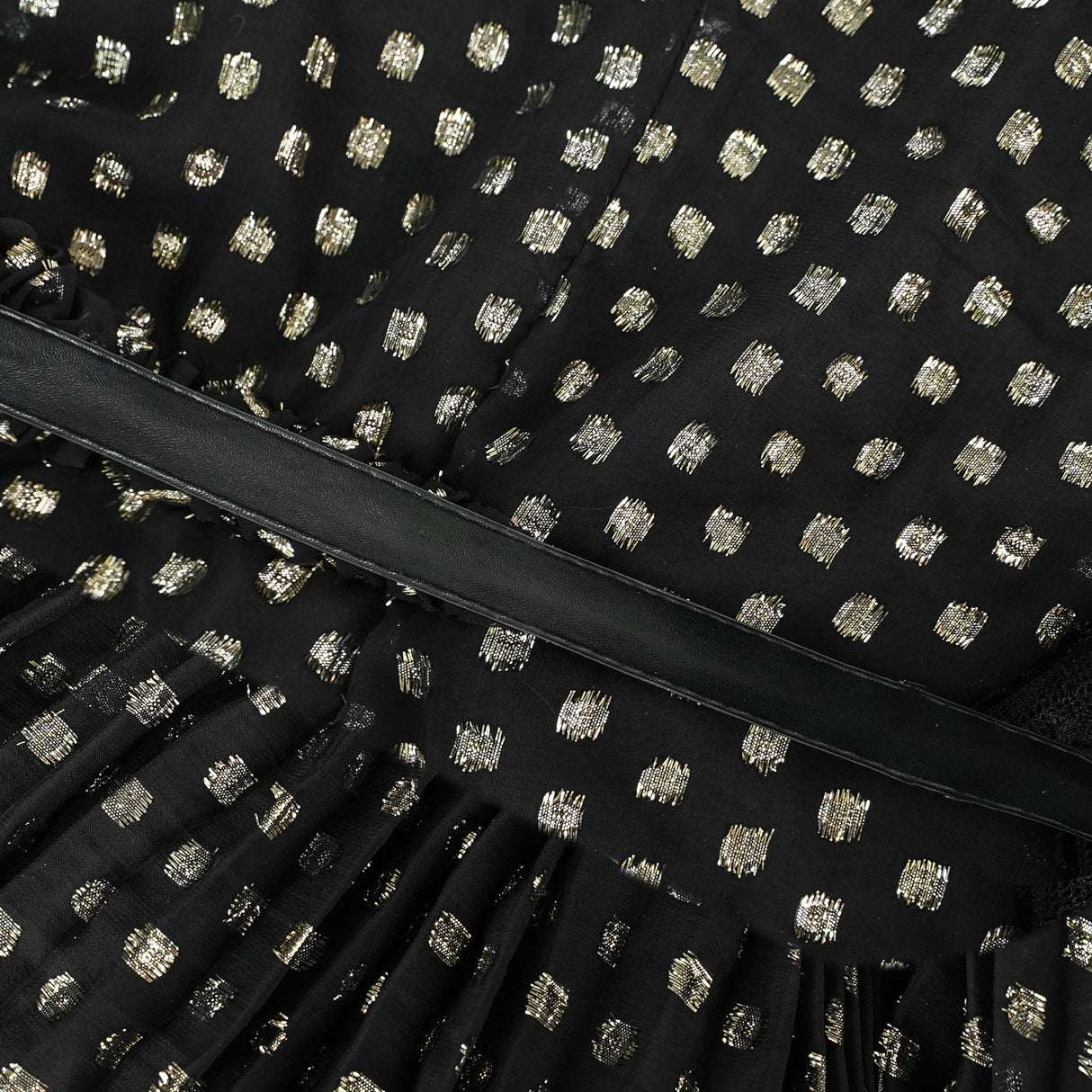 Aloïse Black Polka Dot Pleated Midi Dress