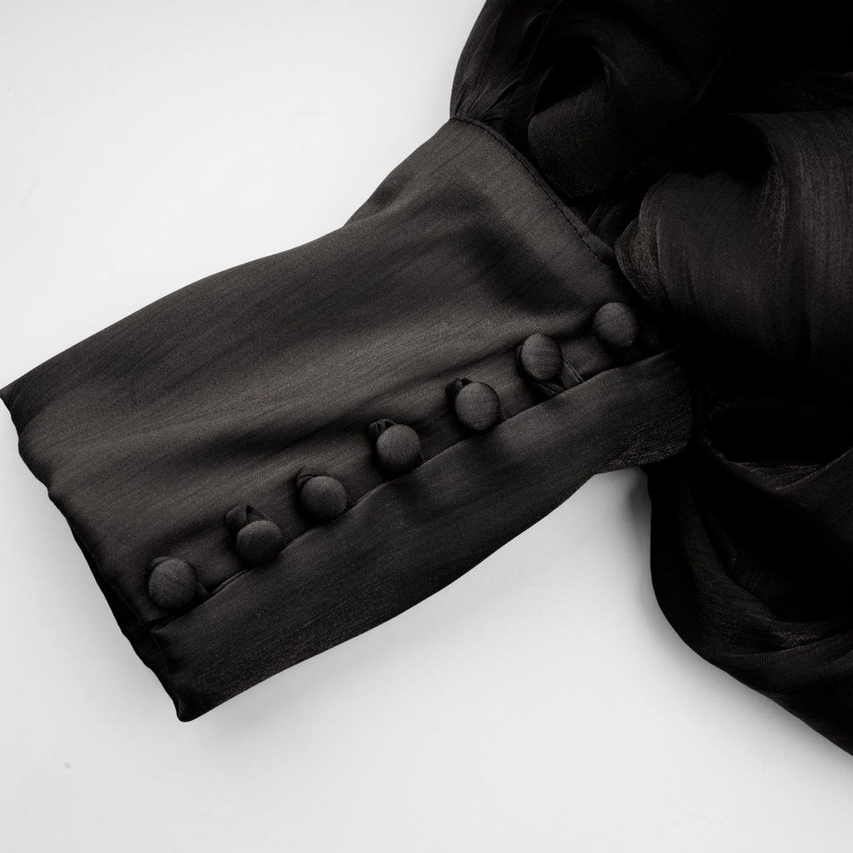 Alyson Maxi Dress - Pleated Satin Design - Ribbon Tie - Neck - Long Dolman Sleeves - Rear Button Fastening