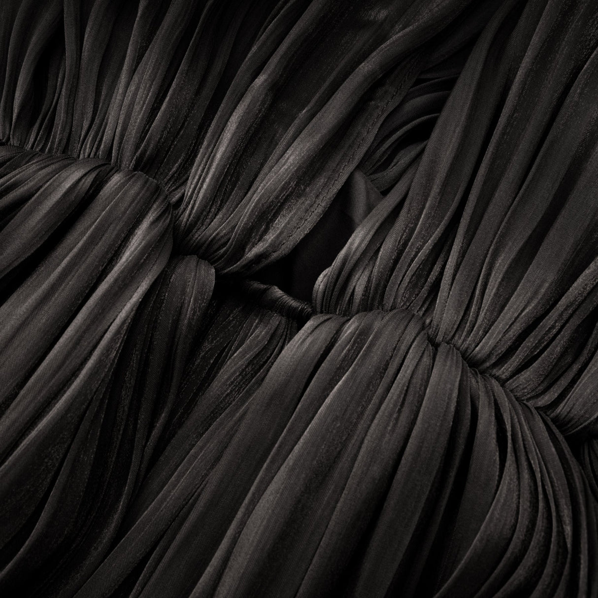 Alyson Maxi Dress - Pleated Satin Design - Ribbon Tie - Neck - Long Dolman Sleeves - Rear Button Fastening