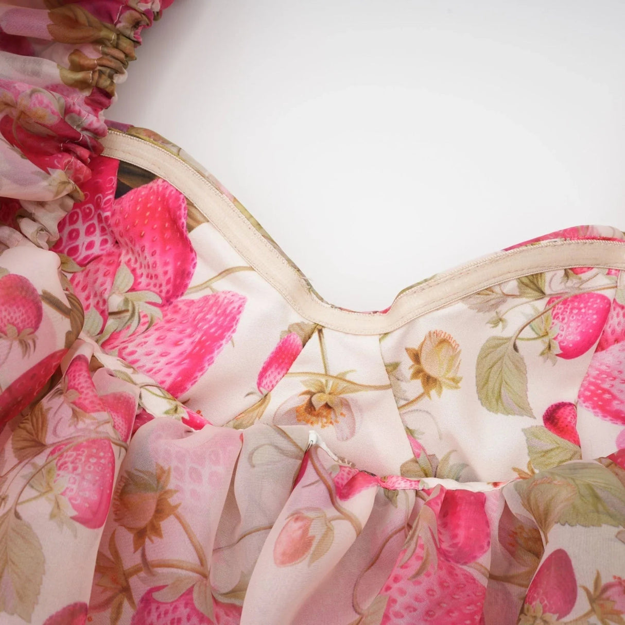 Alyssa Maxi Dress - Off - The - Shoulder Cut - Ruffled Detail - Fruit Prints - Flounce Hemline