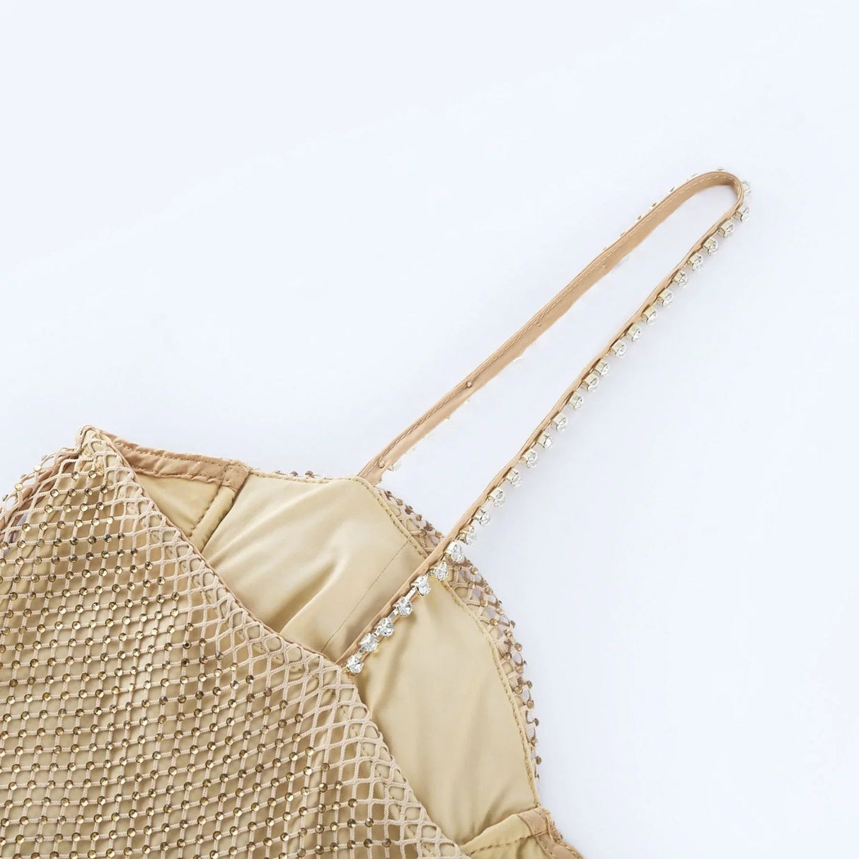 Alyssa Midi Dress - Sweetheart Neckline - Crystal Embellishments - Fitted Silhouette - Semi - Sheer