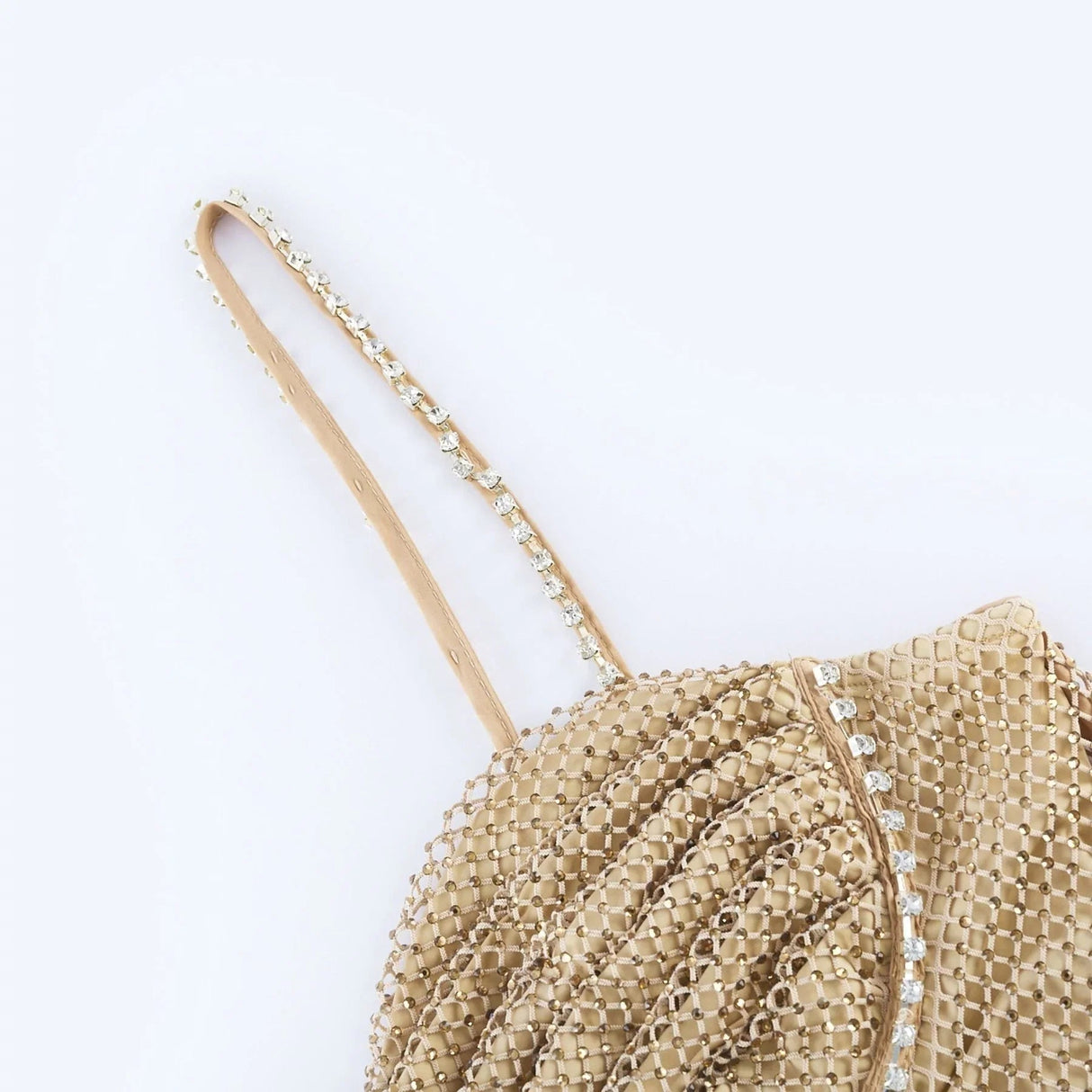 Alyssa Midi Dress - Sweetheart Neckline - Crystal Embellishments - Fitted Silhouette - Semi - Sheer